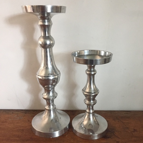 Accents Tall Silver Pillar Candle Holders Poshmark